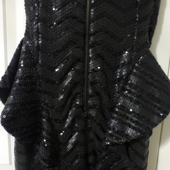 BEBE black sequins strapless peplum party dress - Picture 7 of 12